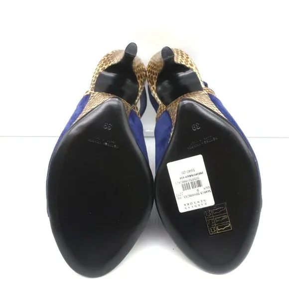 BOTTEGA VENETA SLINGBACK SANDALS NAVY SUEDE AND NATURAL SNAKESKIN SIZE 39 NEW - Picture 10 of 11